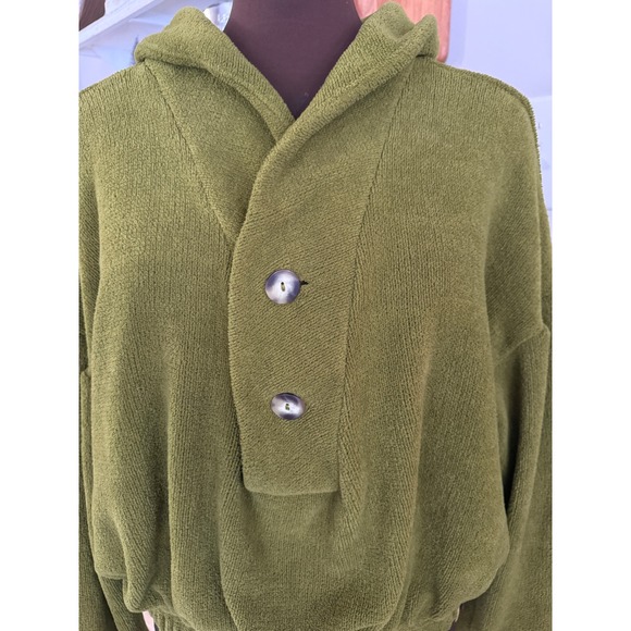 FP Movement Oversized Chenille Hoodie Pullover Green Casual Lounge Size M crop - Picture 2 of 10